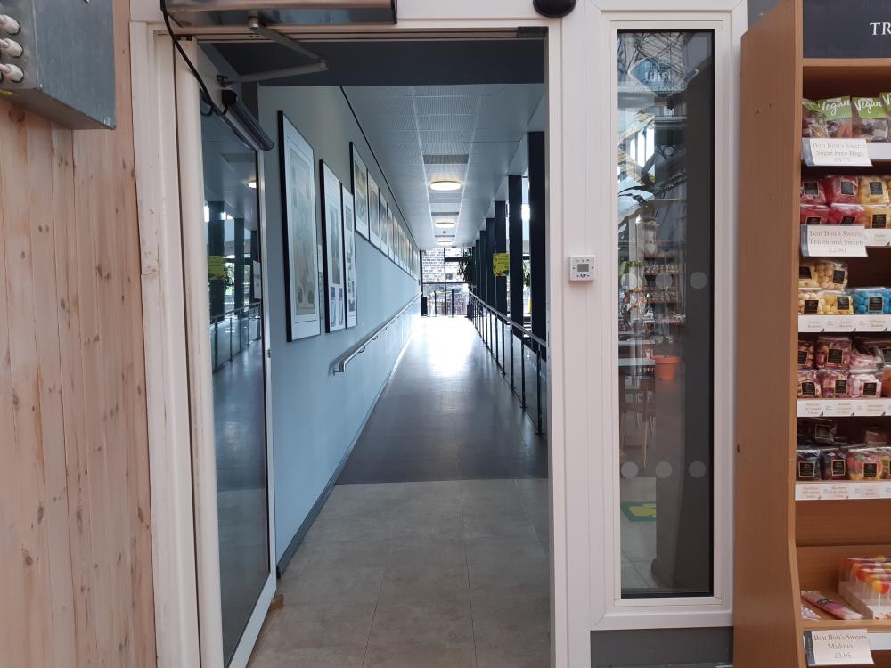 Exit from gift shop to cafe